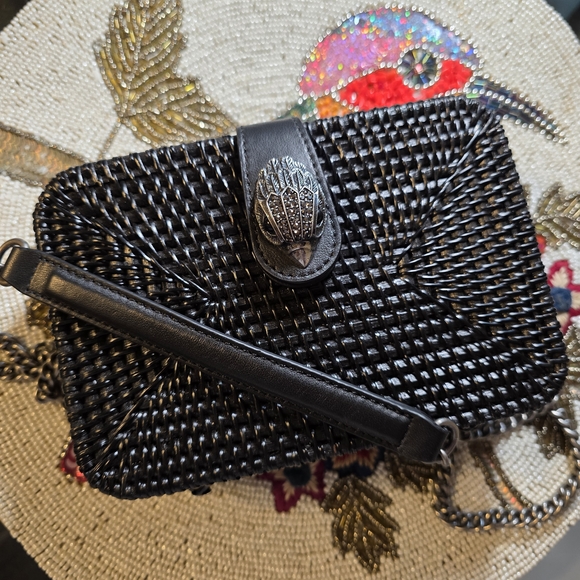 Kurt Geiger London Kensington Black woven Bag With Storage Bag - Picture 1 of 13